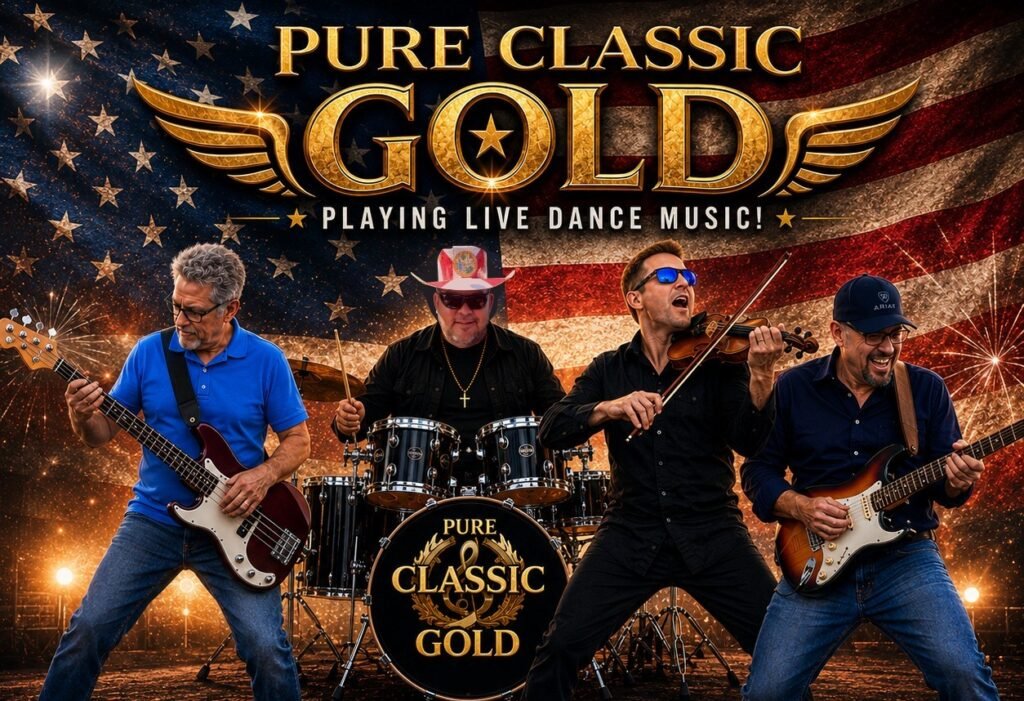 Pure Classic Gold band performing live on stage in Central Florida