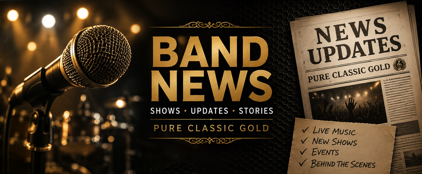 Pure Classic Gold Band News featuring live music, show updates and band stories